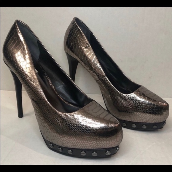 Silver Studded Snakeskin Shoes - Picture 2 of 6